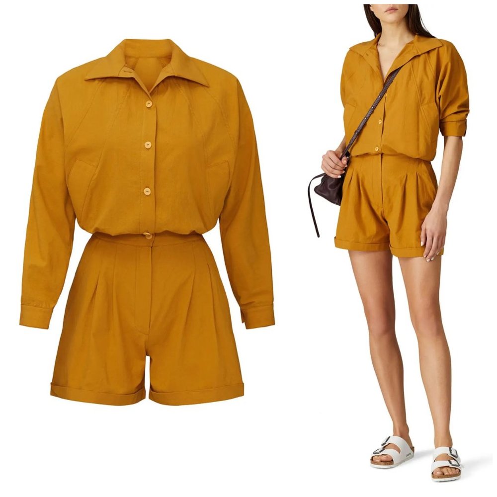 Paradised Button Down Ochre Valentina Romper